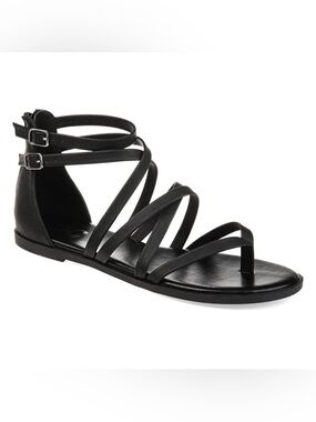 Journee Zailie Black Gladiator Sandals Sz 6 BNWOB